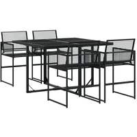 VidaXL 5-tlg. Garten-Essgruppe Schwarz Poly Rattan