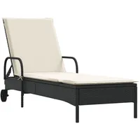 VidaXL Sonnenliege mit Rollen und Auflage Schwarz Poly Rattan