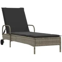VidaXL Sonnenliege mit Rollen und Auflage Grau Poly Rattan