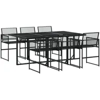 VidaXL 7-tlg. Garten-Essgruppe Schwarz Poly Rattan