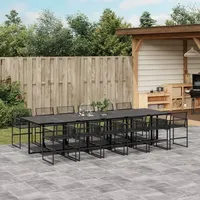 VidaXL 13-tlg. Garten-Essgruppe Schwarz Poly Rattan