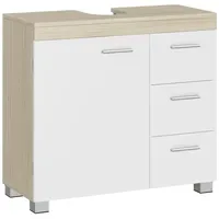 VASAGLE Waschbeckenunterschrank weiß-eiche 70,0 x 30,0 x 64,0 cm