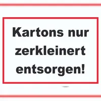 HB-Druck Kartons nur zerkleinert entsorgen Schild A4 (210x297mm)