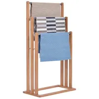 Goplus Handtuchstaender Freistehend, Badehandtuchstaender aus Bambus und Edelstahl, Handtuchhalter
