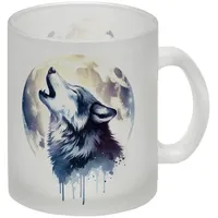 Speecheese Wolf im Mondschein Glas Tasse Heulender Wolf im