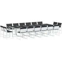 VidaXL 17-tlg. Garten-Essgruppe mit Kissen Weiß Textilene