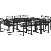 VidaXL 11-tlg. Garten-Essgruppe Schwarz Poly Rattan
