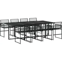 VidaXL 9-tlg. Garten-Essgruppe Schwarz Poly Rattan