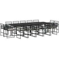 VidaXL 15-tlg. Garten-Essgruppe mit Kissen Schwarz Poly Rattan