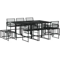 VidaXL 11-tlg. Garten-Essgruppe Schwarz Poly Rattan