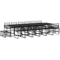 VidaXL 17-tlg. Garten-Essgruppe Schwarz Poly Rattan