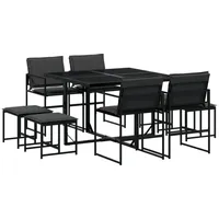 VidaXL 9-tlg. Garten-Essgruppe mit Kissen Schwarz Textilene