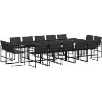 VidaXL 15-tlg. Garten-Essgruppe mit Kissen Schwarz Textilene