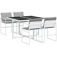 VidaXL 5-tlg. Garten-Essgruppe mit Kissen Weiß Textilene