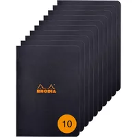 Rhodia 10x Notizheft Rhodia A5 48 Blatt, 80g, Schwarz,