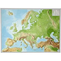 Georelief Reliefkarte Europa Gross 1 : 8.000.000 mit Aluminium