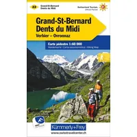 Kümmerly+Frey Grand-St-Bernard - Dents du Midi, Verbiez, Ovronnaz Wanderkarte