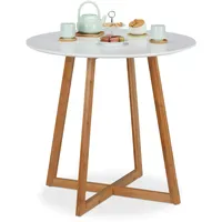 Relaxdays Küchentisch Ø 80 cm weiß/natur