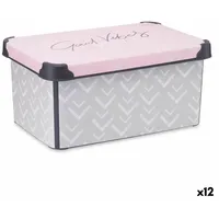 Kipit Aufbewahrungsbox mit Deckel Vibes Grau Rosa Kunststoff 10