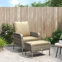 VidaXL Gartenstuhl mit Fußhocker Hellbraun Poly Rattan