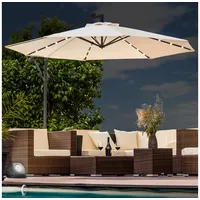 Swing&Harmonie Luxus Sonnenschirm mit LED Beleuchtung Ampelschirm 350cm Solar