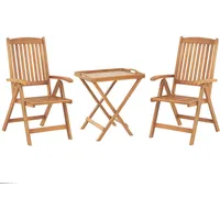 Beliani Balkonset Hellbraun Akazienholz Verstellbar Rustikal Gartenmöbel Gartenmöbel Set