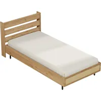[en.casa] Einzelbett Kvænangen 100x200 cm Eiche-/Rattan-Optik
