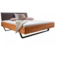 Main Möbel Massivholzbett Doppelbett 'Amelie' 200x200cm Wildeiche massiv beige|schwarz