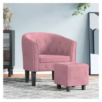VidaXL Clubsessel mit Fußhocker Rosa Samt 58,6 x 53,4
