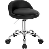 Woltu Bürohocker mit Rollen, Drehhocker höhenverstellbar, Kunstleder Farbe: Schwarz,
