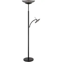 GLOBO LED Deckenfluter Leselampe Wohnzimmerlampe Schlafzimmerleuchte, Metall schwarz Glas