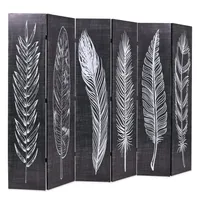 VidaXL Raumteiler klappbar 228 x 170 cm Federn Schwarz-Weiß