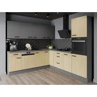 Küchen-Preisbombe Winkelküche SCANDI + NESSA 250x250 Fischgrät Optik Küchenzeile