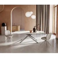 DeLife Esstisch Edge Boot 240x120 Keramik Calacatta Luxe Weiß-Gold-Grau