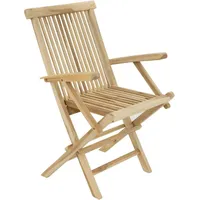 VCM 4er Set Gartenstuhl Klappstuhl Hochlehner Armlehnen Teak Holz