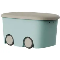 Plastiken Multifunktions-aufbewahrungsbox Mit Rollen 45l - Mint - One