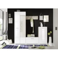 HBZ Stella Trading Sixx Weiß Hochglanz, Flurgarderobe mit Spiegel,