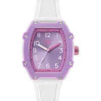 ICE-Watch ICE boliday 23, Gehäusefarbe lila, Silikonarmband weiß, Größe