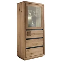 Main Möbel Highboard Schrank 65x148cm Wildeiche geölt Bergamo beige|schwarz