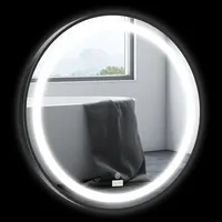 Kleankin Badezimmerspiegel, Ø60cm LED Badspiegel mit 3 Lichtfarben, Wandspiegel