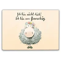 Speecheese Schaf Schneidebrett Glas mit Spruch Nicht dick sondern