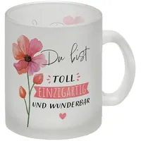 Speecheese Blume Glas Tasse mit Spruch Du bist toll