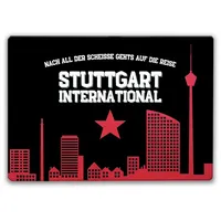 Speecheese Schneidebrett Stuttgart Europapokal Schneidebrett aus Glas mit Spruch