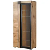 MASSIVMOEBEL24.DE Vitrine Wildeiche 80x45x180 natur geölt ROTTERDAM #111