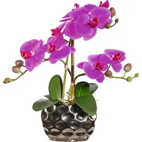 Creativ-green Kunstblume Orchidee, Phalaenopsis, lila, in silberner Ovalvase, Höhe