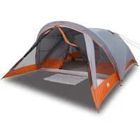 VidaXL Campingzelt 4 Personen Grau und Orange Wasserdicht