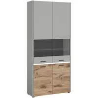 Xonox.home Vitrine in Hellgrau - 85x195x37cm (BxHxT) grau