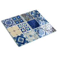 Tulup Schneidebrett Glas Spritzschutz Abdeckung Herdabdeckplatte Portugiesischen Fliesen, (2-St),