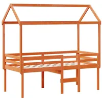 VidaXL Hochbett mit Dach Wachsbraun 80x200 cm Massivholz Kiefer