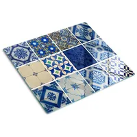 Tulup Schneidebrett Glas Spritzschutz Abdeckung Herdabdeckplatte Portugiesischen Fliesen, (1-St),